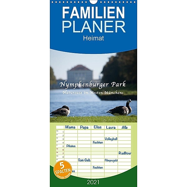 Nymphenburger Park - Familienplaner hoch (Wandkalender 2021 , 21 cm x 45 cm, hoch), Bettina Haas