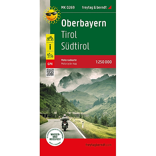 Oberbayern - Tirol - Südtirol, Motorradkarte 1:250.000, freytag & berndt