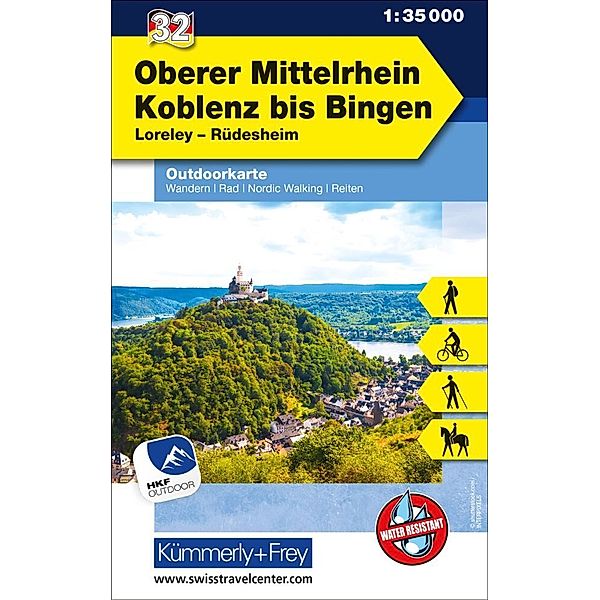 Oberer Mittelrhein Koblenz bis Bingen Nr. 32 Outdoorkarte Deutschland 1:35 000