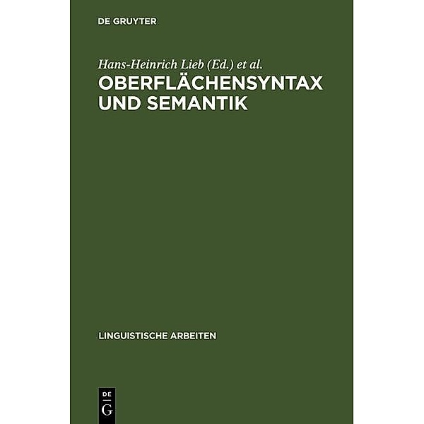 Oberflächensyntax und Semantik / Linguistische Arbeiten Bd.93