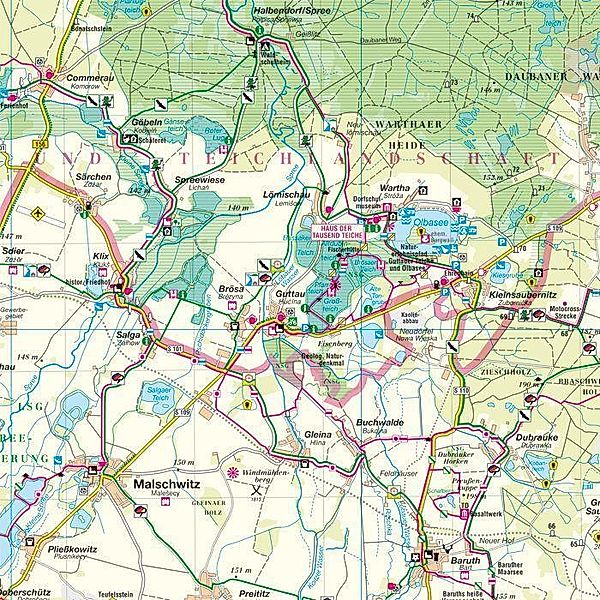 Oberlausitzer Heide- und Teichlandschaft - Blatt 2 Biosphärenreservat Neißeland - Niesky, Rothenburg, Rietschen 1:50 000