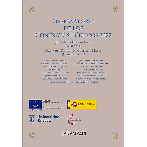 Observatorio de los contratos públicos 2022 / Estudios, Mª del Carmen de Guerrero Manso, José María Gimeno Feliu