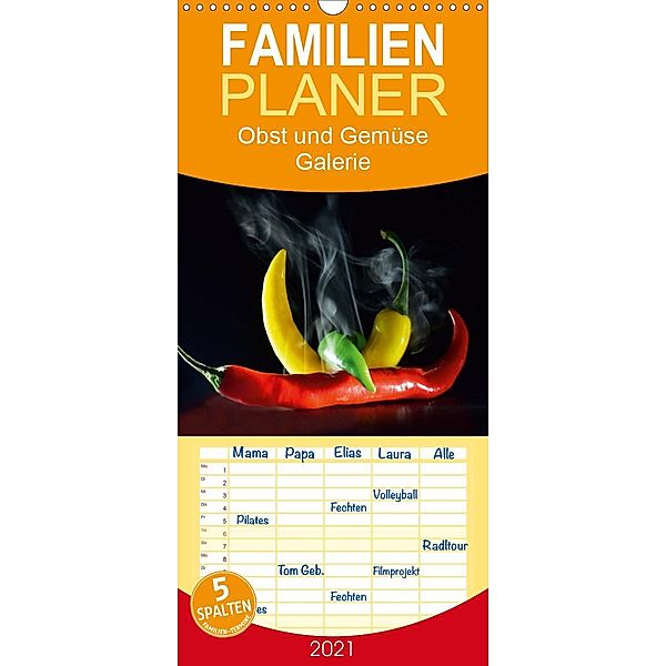 Obst und Gemüse Galerie - Familienplaner hoch (Wandkalender 2021 , 21 cm x 45 cm, hoch), Ingo Laue