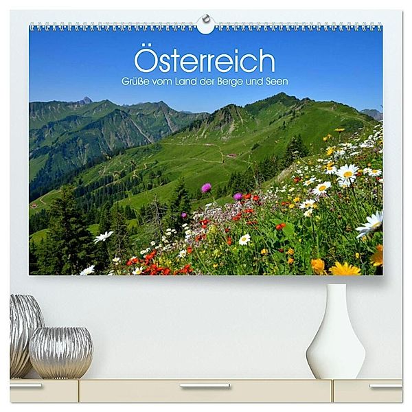 Österreich. Grüsse vom Land der Berge und Seen (hochwertiger Premium Wandkalender 2024 DIN A2 quer), Kunstdruck in Hochglanz, Elisabeth Stanzer