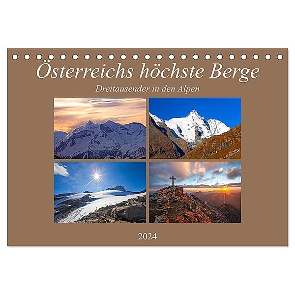 Österreichs höchste Berge (Tischkalender 2024 DIN A5 quer), CALVENDO Monatskalender, Christa Kramer