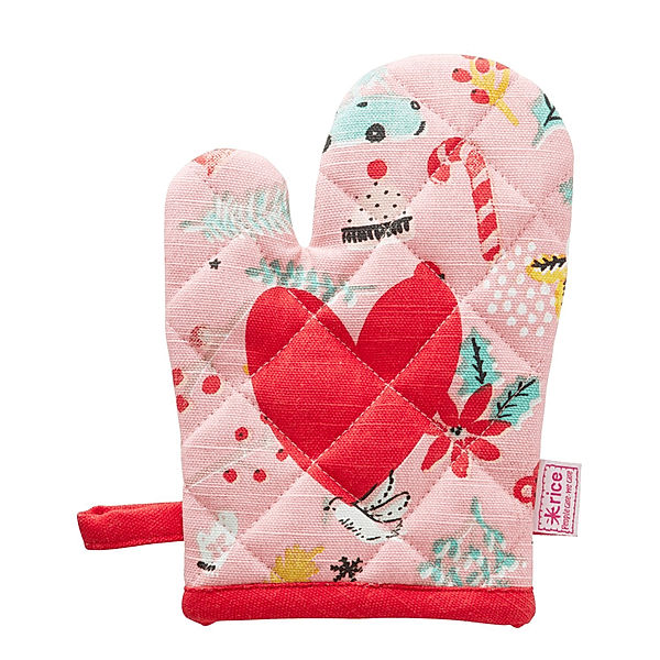 rice Ofenhandschuh KIDS - CHRISTMAS PRINT in rosa