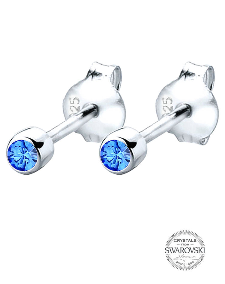 Ohrringe BASIC SWAROVSKI® KRISTALLE 925er Sterling Silber in blau