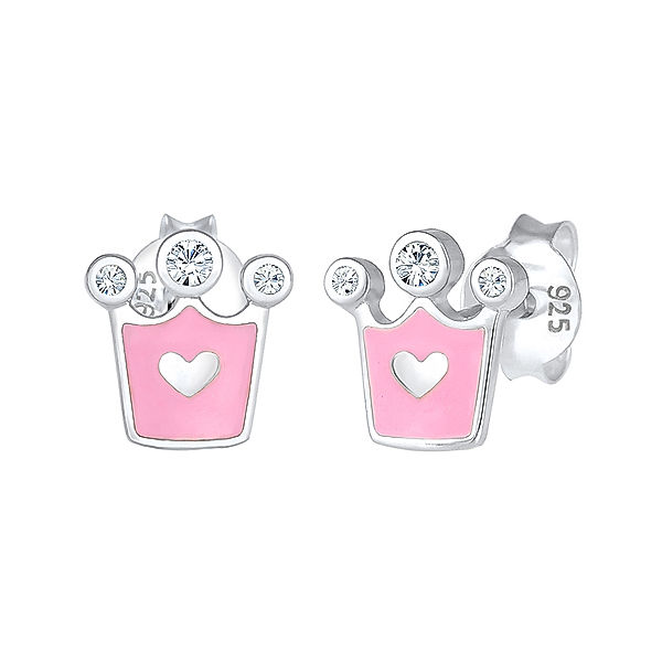 Elli Ohrringe KRONE SWAROVSKI® KRISTALLE 925er Sterling Silber in rosa