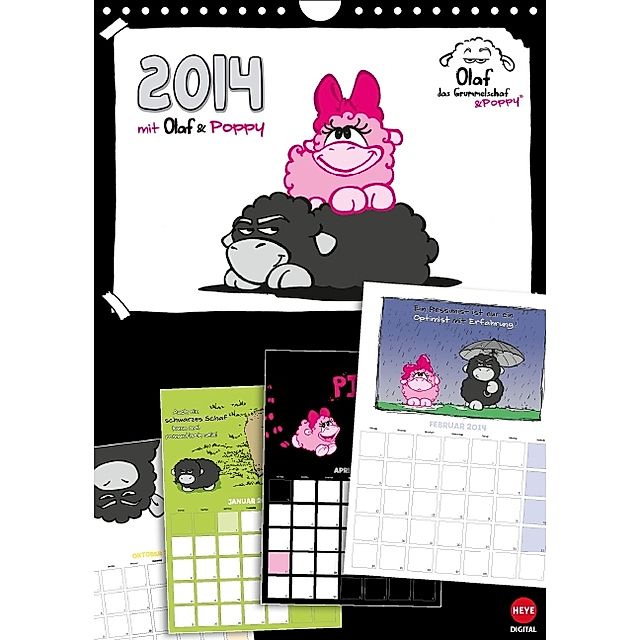 Olaf das Grummelschaf & Poppy Wandkalender 2014 DIN A4 hoch - Kalender  bestellen