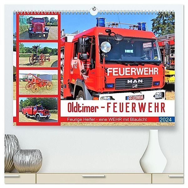 Oldtimer-FEUERWEHR (hochwertiger Premium Wandkalender 2024 DIN A2 quer), Kunstdruck in Hochglanz, Günther Klünder