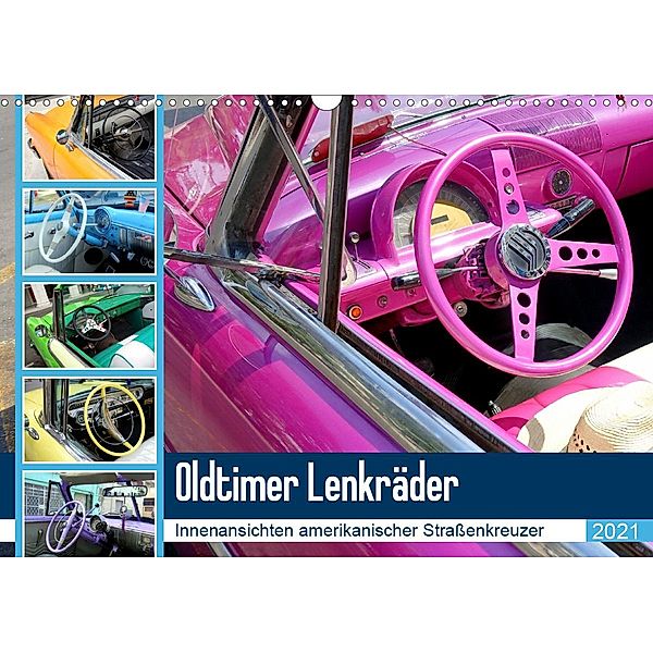 Oldtimer Lenkräder - Innenansichten amerikanischer Straßenkreuzer (Wandkalender 2021 DIN A3 quer), Henning von Löwis of Menar, Henning von Löwis of Menar