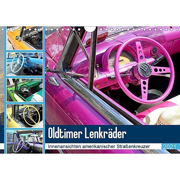 Oldtimer Lenkräder - Innenansichten amerikanischer Straßenkreuzer (Wandkalender 2021 DIN A4 quer), Henning von Löwis of Menar, Henning von Löwis of Menar