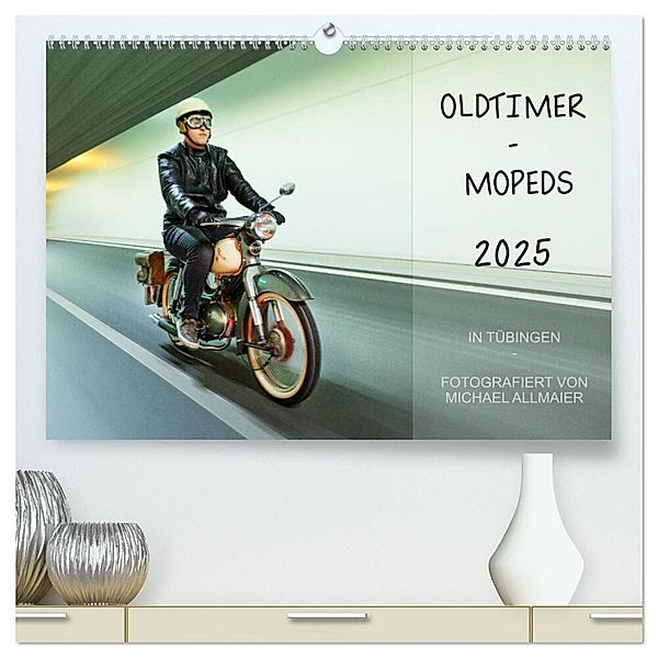 Oldtimer Mopeds - fotografiert von Michael Allmaier (hochwertiger Premium Wandkalender 2025 DIN A2 quer), Kunstdruck in Hochglanz, Calvendo, Michael Allmaier