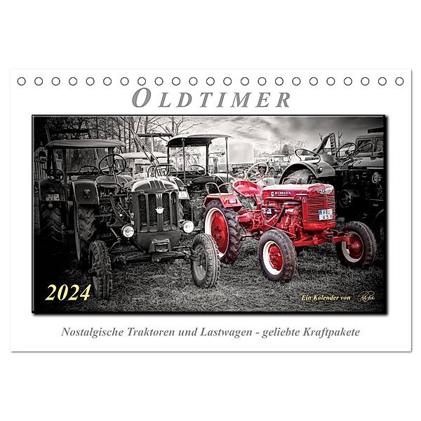 Oldtimer - nostalgische Traktoren und Lastwagen (Tischkalender 2024 DIN A5 quer), CALVENDO Monatskalender, Peter Roder