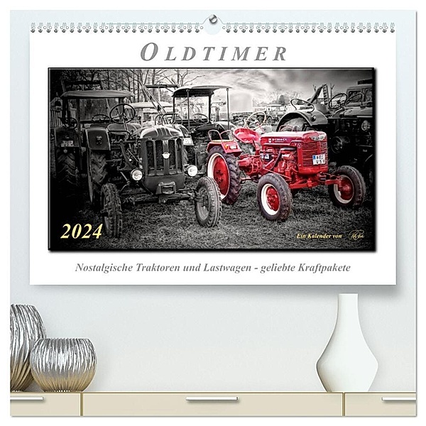 Oldtimer - nostalgische Traktoren und Lastwagen (hochwertiger Premium Wandkalender 2024 DIN A2 quer), Kunstdruck in Hochglanz, Peter Roder