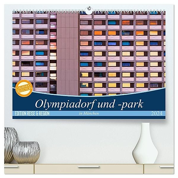 Olympiadorf und -park in München (hochwertiger Premium Wandkalender 2024 DIN A2 quer), Kunstdruck in Hochglanz, Martina Schikore