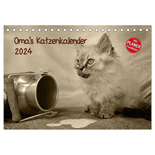 Oma's Katzenkalender 2024 (Tischkalender 2024 DIN A5 quer), CALVENDO Monatskalender, Sylvia Säume