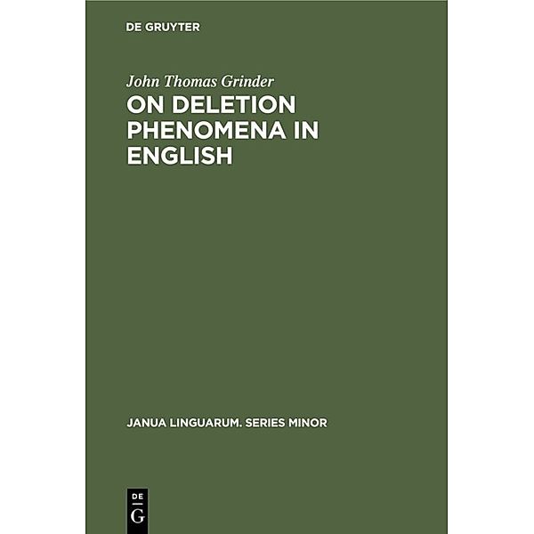 On deletion phenomena in English, John Thomas Grinder