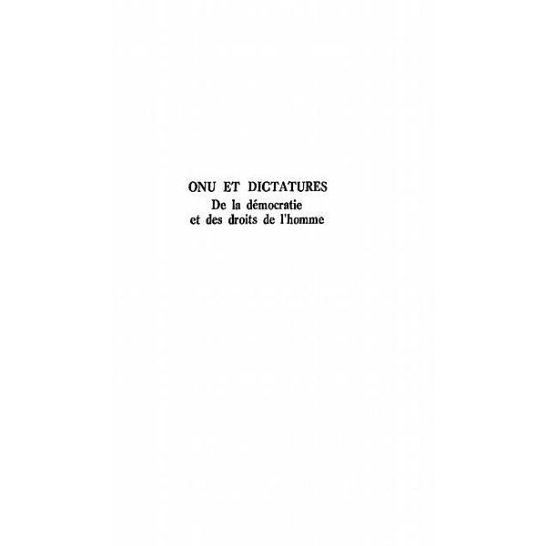 ONU ET DICTATURES / Hors-collection, Max Liniger-Goumaz