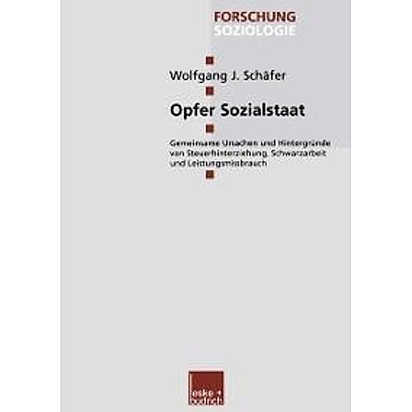Opfer Sozialstaat / Forschung Soziologie Bd.170, Wolfgang J. Schäfer