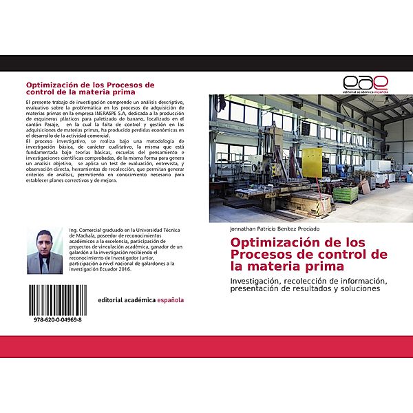 Optimización de los Procesos de control de la materia prima, Jonnathan Patricio Benitez Preciado