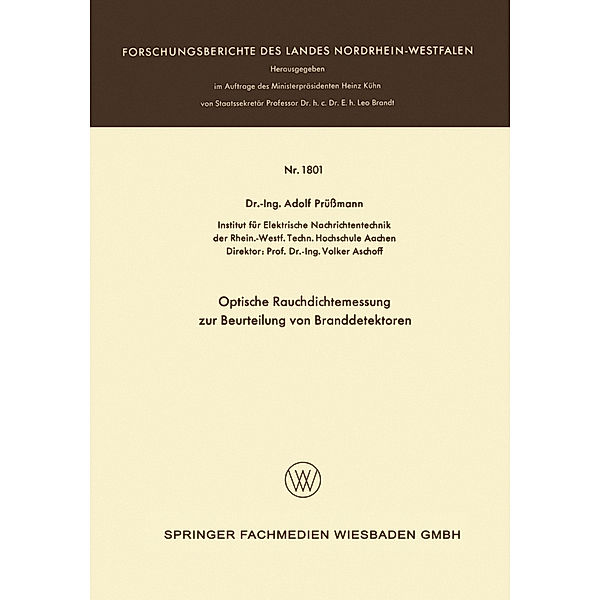 Optische Rauchdichtemessung zur Beurteilung von Branddetektoren, Adolf Prüssmann