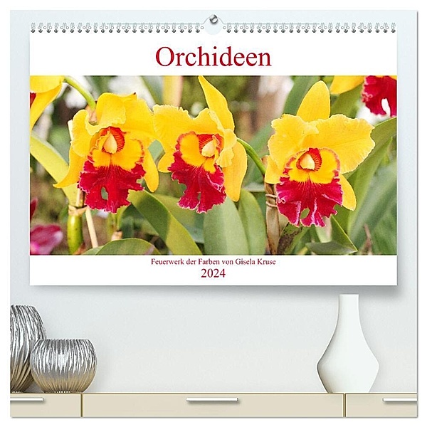 Orchideen Feuerwerk der Farben (hochwertiger Premium Wandkalender 2024 DIN A2 quer), Kunstdruck in Hochglanz, Gisela Kruse