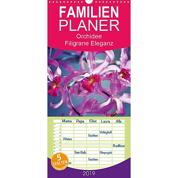 Orchideen: Filigrane Eleganz - prachtvolle Farben - Familienplaner hoch (Wandkalender 2019 , 21 cm x 45 cm, hoch)