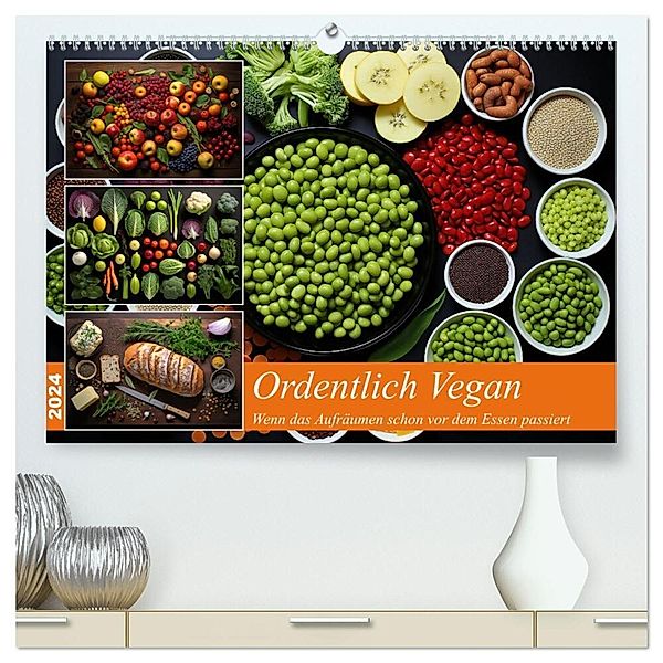 Ordentlich Vegan (hochwertiger Premium Wandkalender 2024 DIN A2 quer), Kunstdruck in Hochglanz, Kerstin Waurick