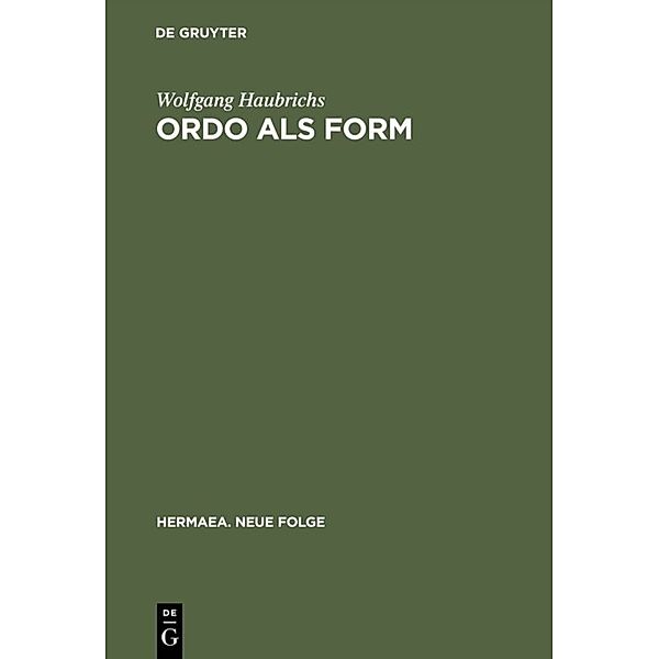 Ordo als Form, Wolfgang Haubrichs