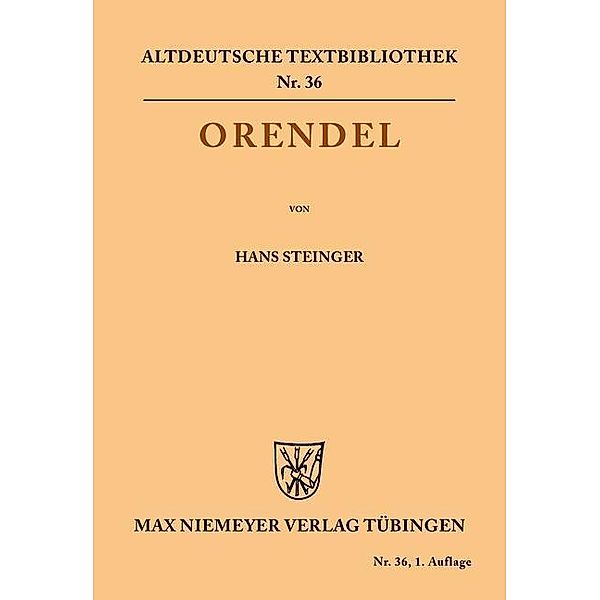 Orendel / Altdeutsche Textbibliothek Bd.36