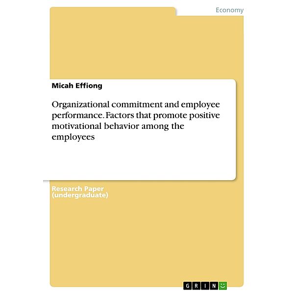 Organizational commitment and employee performance. Factors that promote positive motivational behavior among the employees, Micah Effiong