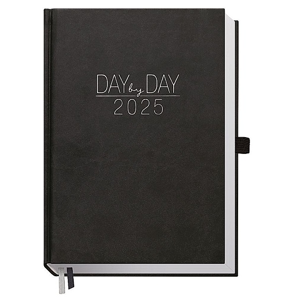 Organizer Day by Day 2025 - 1 Tag/Seite A5 12 MONATE [Schwarz]