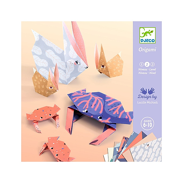 Djeco Origami-Papier FAMILIE 12 Blatt in bunt