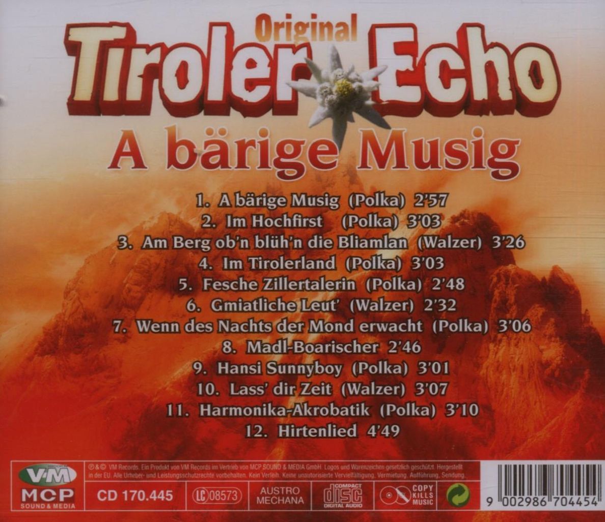 Original Tiroler Echo - A bärige Musig -CD von Original Tiroler Echo |  Weltbild.at