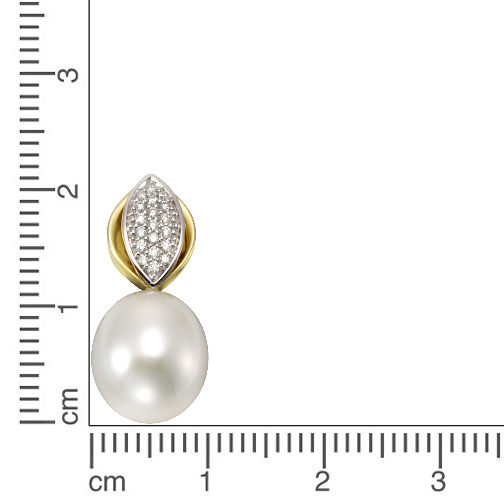 Orolino Anhänger 585 - Gold Süßwasserzuchtperle weiß 2,18cm Glänzend 0,09ct