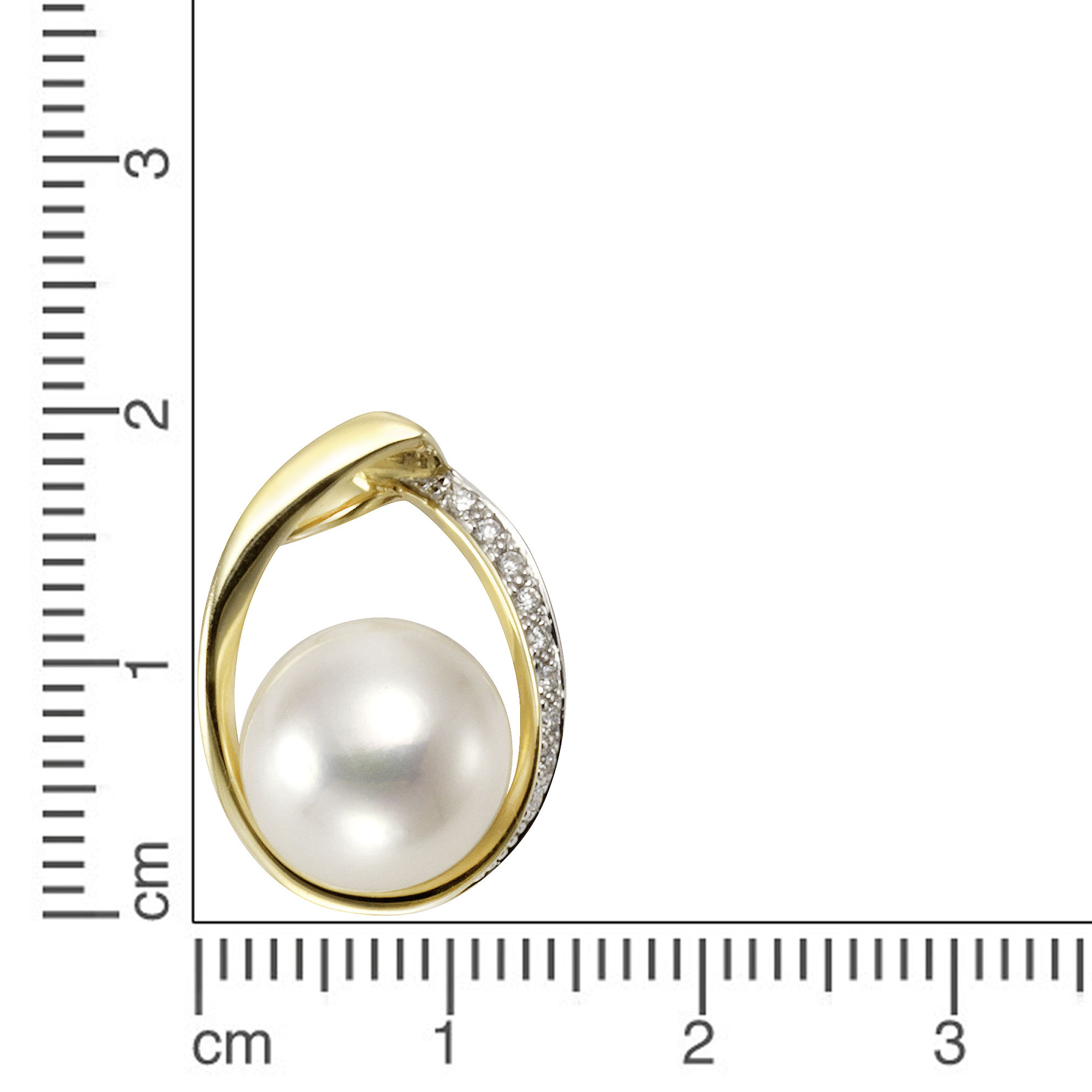 Orolino Anhänger 585 - Gold Süßwasserzuchtperle weiß 1,95cm Glänzend  0,045ct