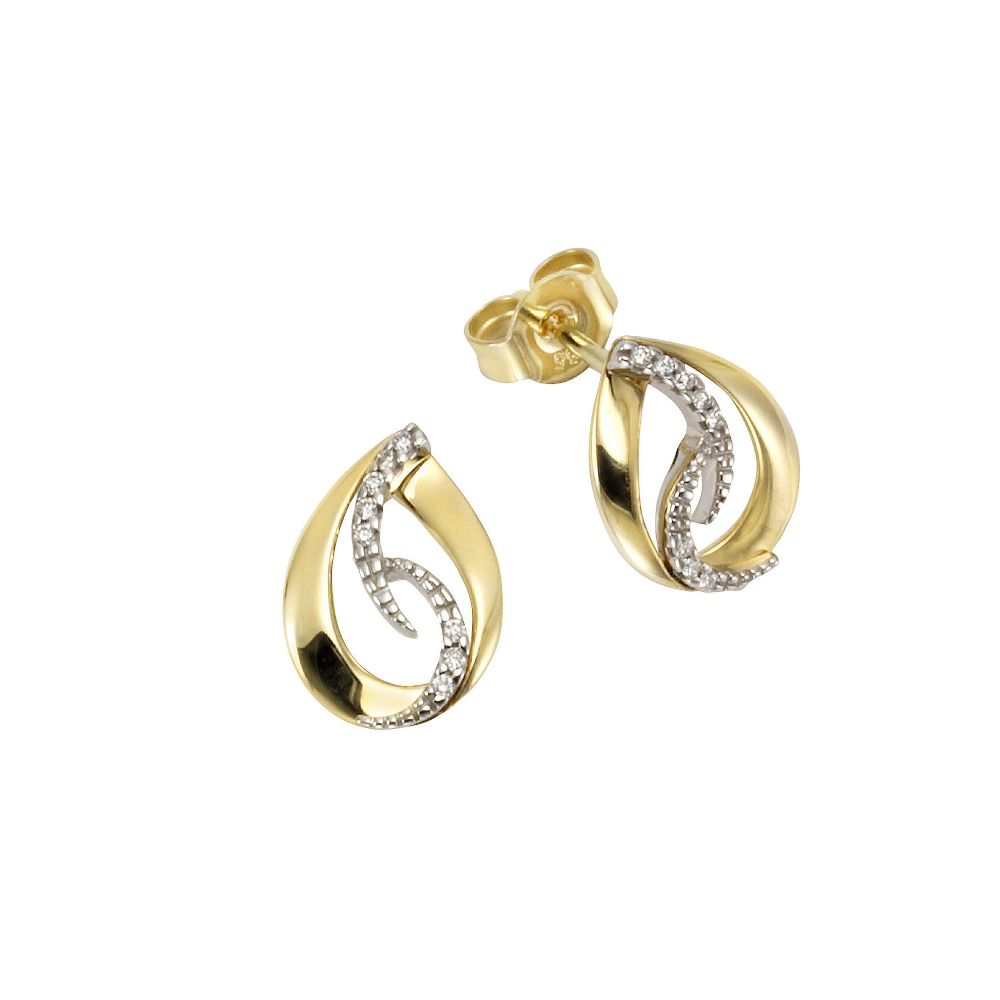 weiß Gold 0,06ct Glänzend Orolino - Brillant 585 Ohrringe 1,2cm