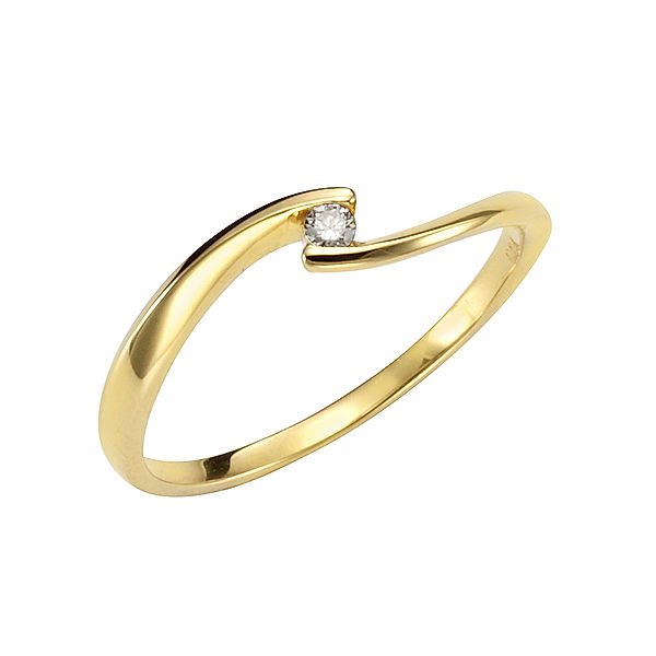 Orolino Ring 585/- Gold Brillant weiß Glänzend 0.04 Karat (Größe: 055 (17,5))