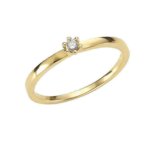 Orolino Ring 585/- Gold Brillant weiß Glänzend 0.05 Karat (Größe: 053 (16,9))