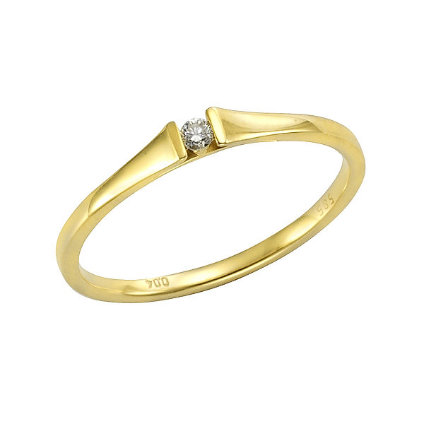 Orolino Ring 585/- Gold Brillant weiß Glänzend 0.04Karat (Größe: 055 (17,5))