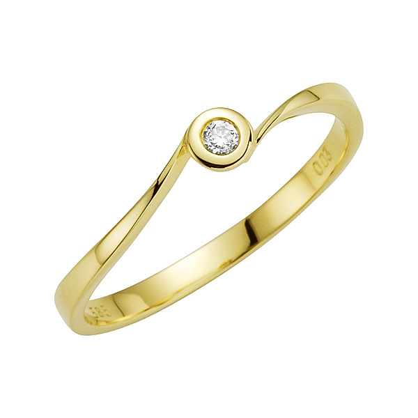 Orolino Ring 585/- Gold Brillant weiß Glänzend 0,03ct. (Größe: 054 (17,2))