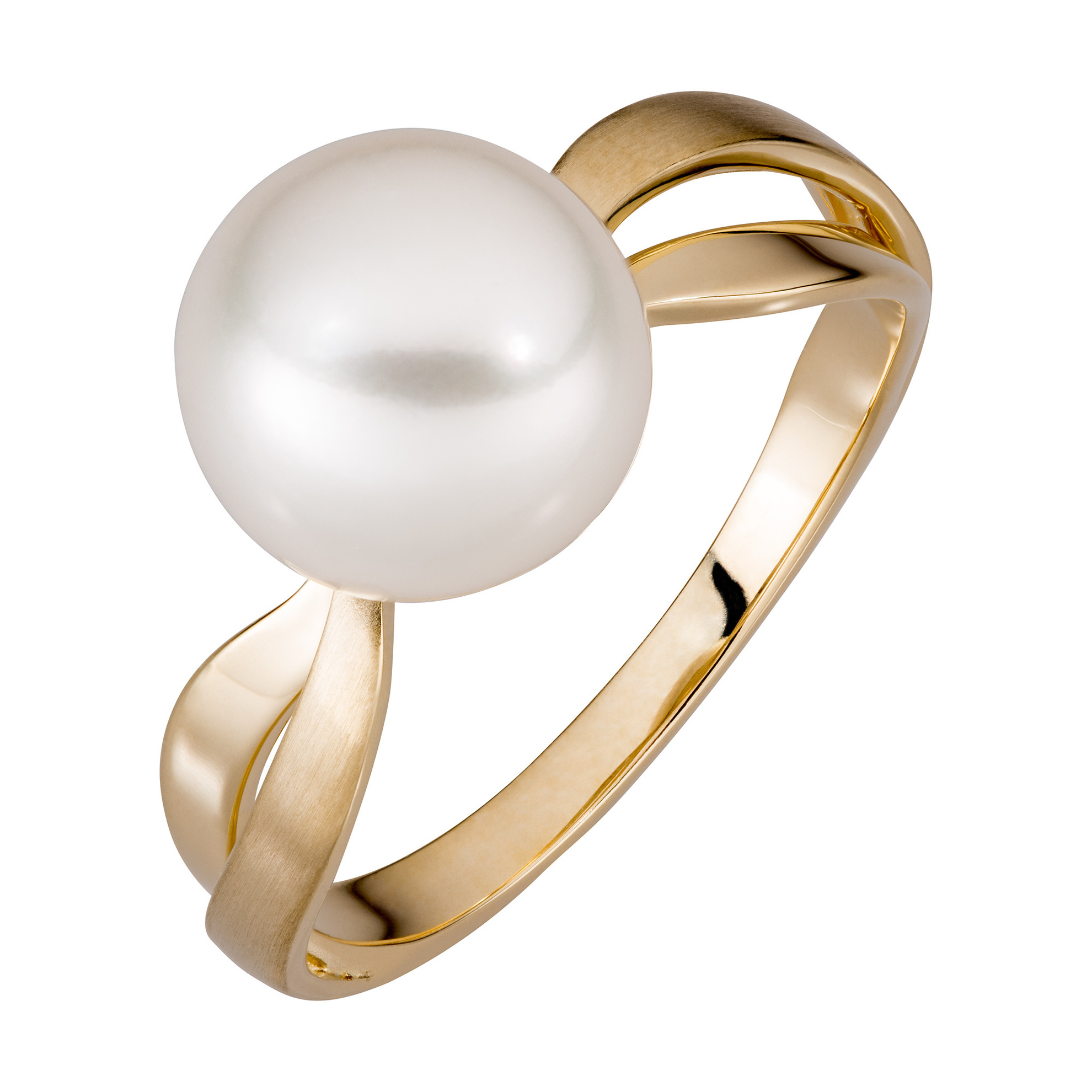 Orolino Ring 585 - Gold Perle weiß Matt Glanz Größe: 058 18,5