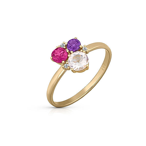 Orolino Ring 585/- Gold Rosaquartz rosa Glänzend (Größe: 058 (18,5))