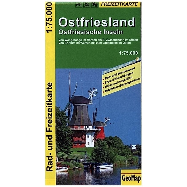 Ostfriesland Ostfriesische Inseln 1:75.000 Rad- und Freizeitkarte, GeoMap