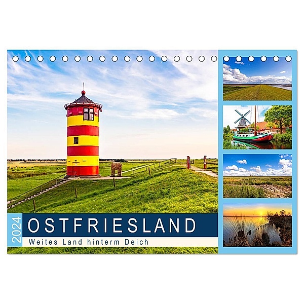 OSTFRIESLAND Weites Land hinterm Deich (Tischkalender 2024 DIN A5 quer), CALVENDO Monatskalender, Andrea Dreegmeyer