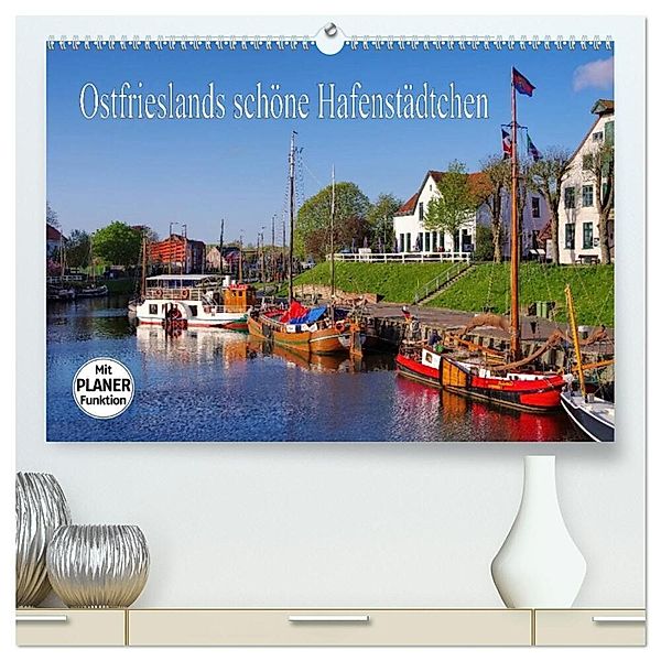 Ostfrieslands schöne Hafenstädtchen (hochwertiger Premium Wandkalender 2024 DIN A2 quer), Kunstdruck in Hochglanz, LianeM