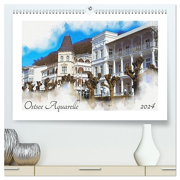 Ostsee Aquarelle (hochwertiger Premium Wandkalender 2024 DIN A2 quer), Kunstdruck in Hochglanz, Kerstin Waurick
