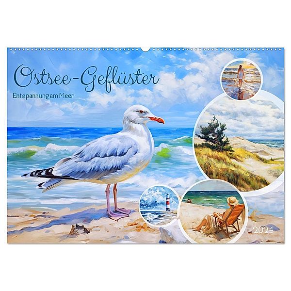 Ostsee-Geflüster - Entspannung am Meer (Wandkalender 2024 DIN A2 quer), CALVENDO Monatskalender, Anja Frost