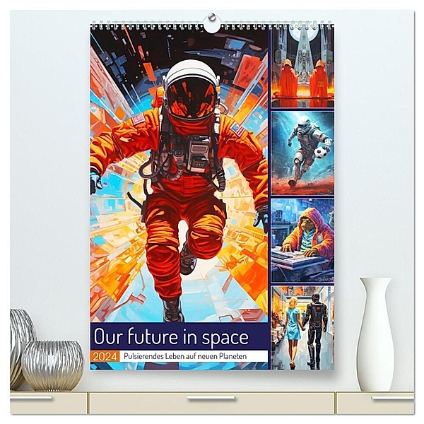 Our future in space. Pulsierendes Leben auf neuen Planeten (hochwertiger Premium Wandkalender 2024 DIN A2 hoch), Kunstdruck in Hochglanz, Rose Hurley
